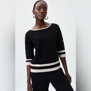 JOSEPH RIBKOFF LSD KNIT BLACK TOP WITH 3/4 SLEEVE